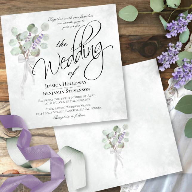 Invitation Eucalyptus et Mariage de bouquet de lavande (Créateur téléchargé)