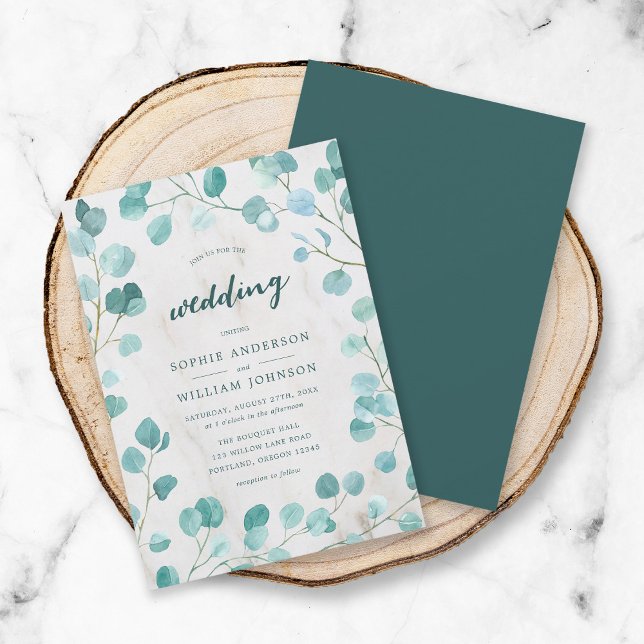 Invitation Eucalyptus et Mariage de marbre (Créateur téléchargé)