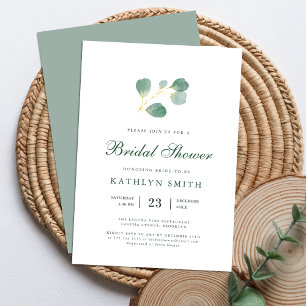 Invitation Eucalyptus Fête des mariées aquarelle verte