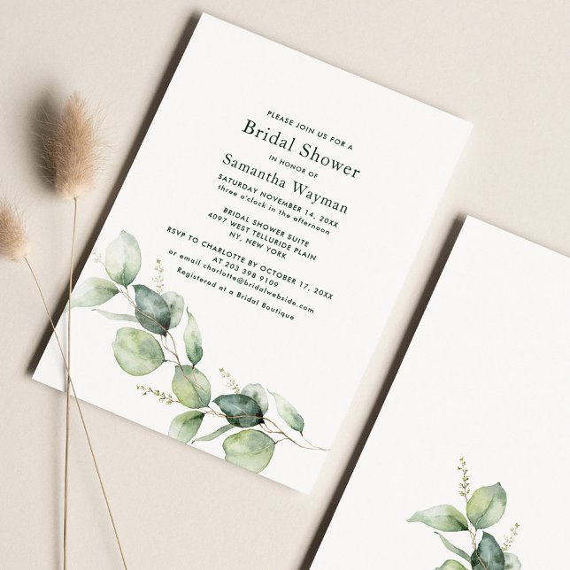 Invitation Eucalyptus Fête des mariées botanique verte (Créateur téléchargé)