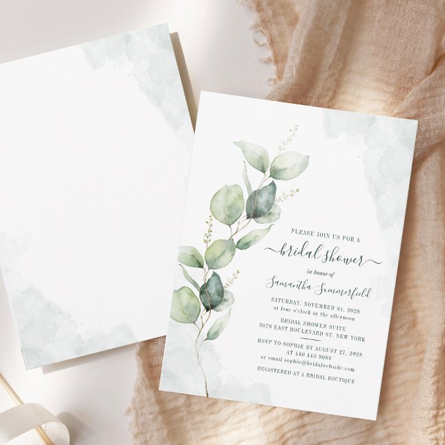 Invitation Eucalyptus Fête des mariées de feuillage (Eucalyptus Greenery Foliage Bridal Shower Invitation)
