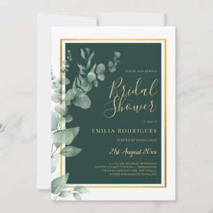 Invitation Eucalyptus FÊTE DES MARIÉES Verdure Or QR Code Inv