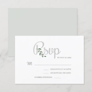 Invitation Eucalyptus Feuille Blanc Grey Élégant Mariage RSVP