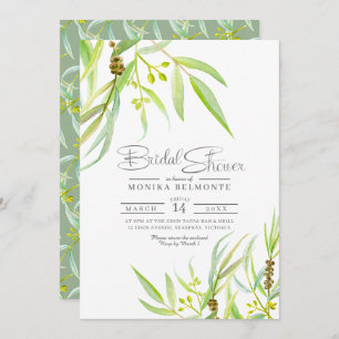 Invitation Eucalyptus feuille douche nuptiale aquarelle