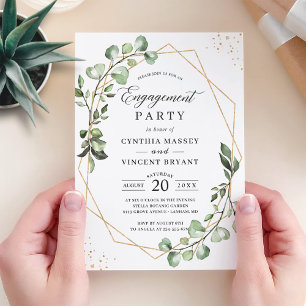 Invitation Eucalyptus Feuille Gold