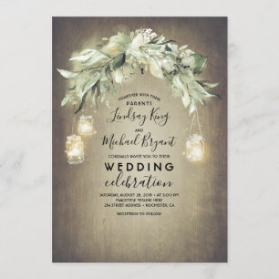 Invitation Eucalyptus Feuille verdure Mariage campagnard rust