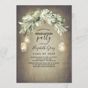 Invitation Eucalyptus Feuille Verdure Rustique Graduation