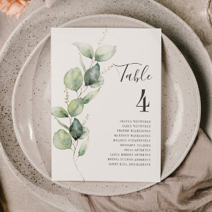 Invitation Eucalyptus Feuilles Tableau Numéro 4 Siège Mariage