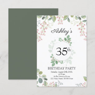 Invitation Eucalyptus Fleurs & Wreath Anniversaire