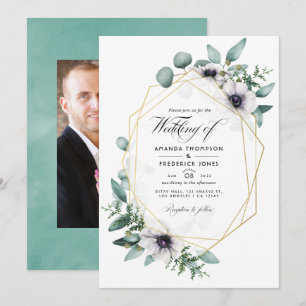 Invitation Eucalyptus Floral Mariage géométrique Photo