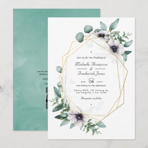 Invitation Eucalyptus Floral Mariage géométrique Photo Invita