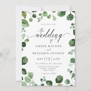 Invitation Eucalyptus Foliage Aquarelle Verdure Mariage