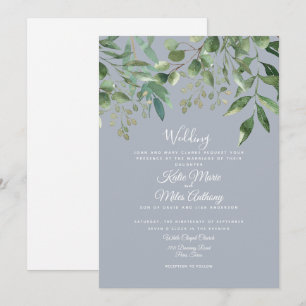 Invitation Eucalyptus Foliage Dusty Blue Mariage Invit