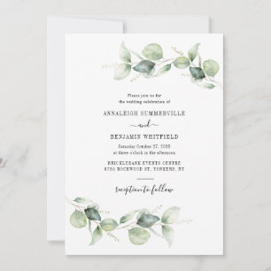 Invitation Eucalyptus Foliage Mariage Script