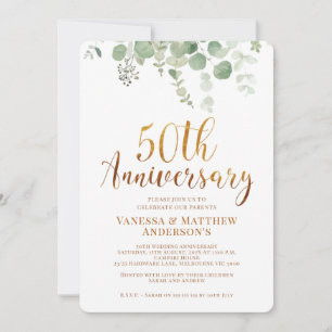 Invitation Eucalyptus Foliage Or 50e anniversaire