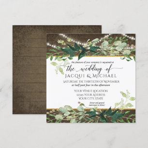 Invitation Eucalyptus Foliage Rustic Lights WinMariage