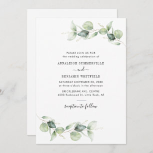 Invitation Eucalyptus Foliage Vert Mariage rustique