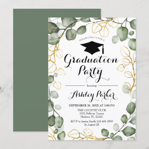 Invitation Eucalyptus Foliage Wreath Graduation Party
