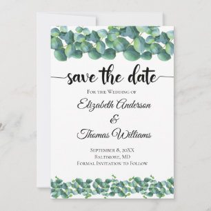 Invitation Eucalyptus Formal Elegant Enregistrer la date