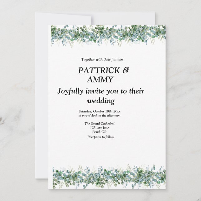 Invitation Eucalyptus generery wedding (Devant)