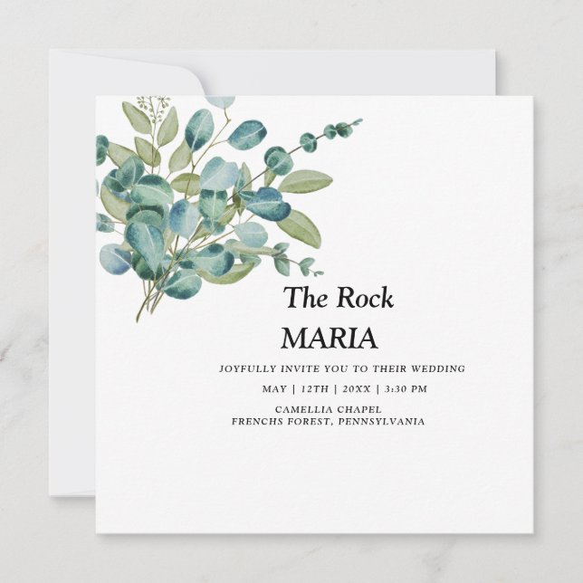 Invitation eucalyptus generery wedding (Devant)