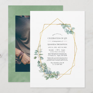 Invitation Eucalyptus géométrique Célébration de la vie Photo