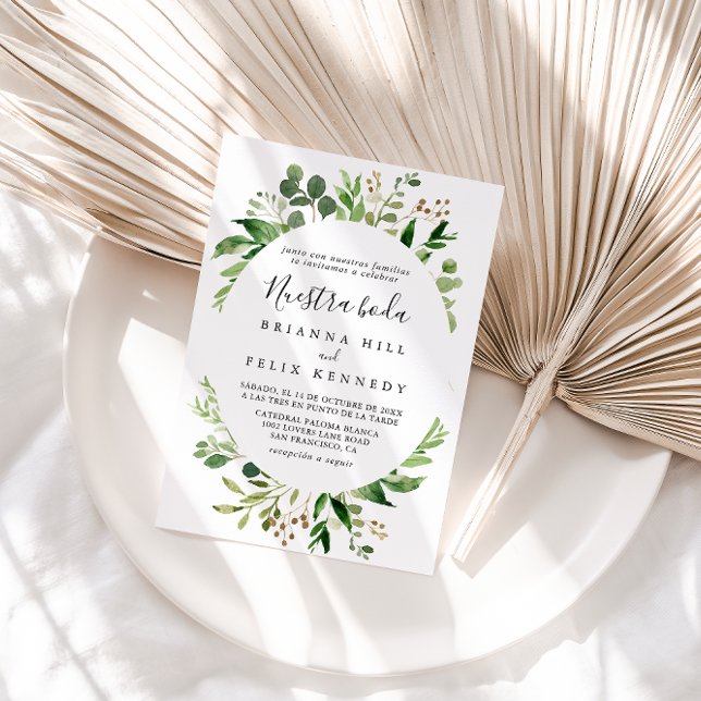 Invitation Eucalyptus géométrique Floral Nuestra Boda Mariage (Créateur téléchargé)