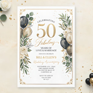 Invitation Eucalyptus Gold 50e Anniversaire de Mariage
