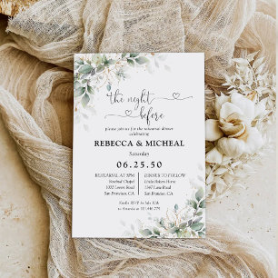 Invitation Eucalyptus Gold Floral La Nuit Avant L'Invitation