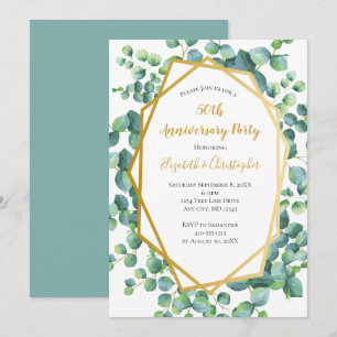 Invitation Eucalyptus Gold Greenery