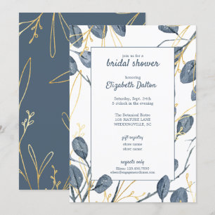 Invitation Eucalyptus & Gold Watercolor Garden Fête des marié