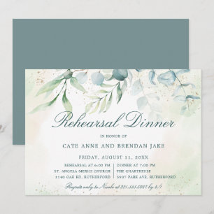 Invitation Eucalyptus Green Dîner De Répétition Élégant