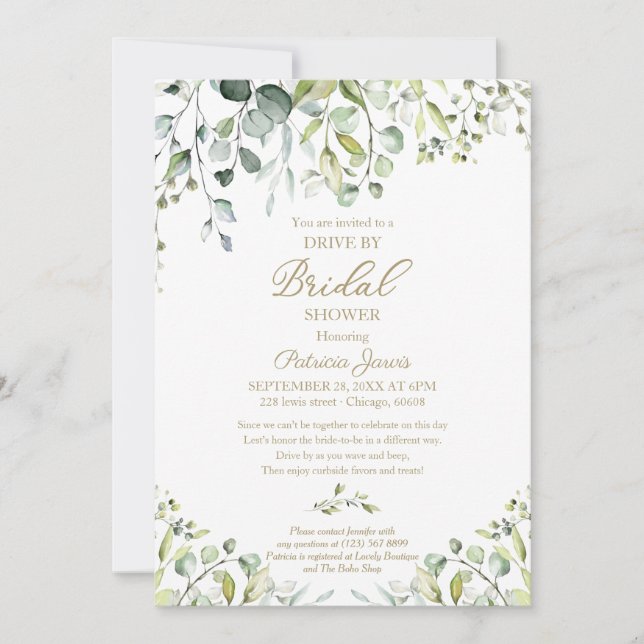 Invitation Eucalyptus Green Drive Par Fête des mariées (Devant)