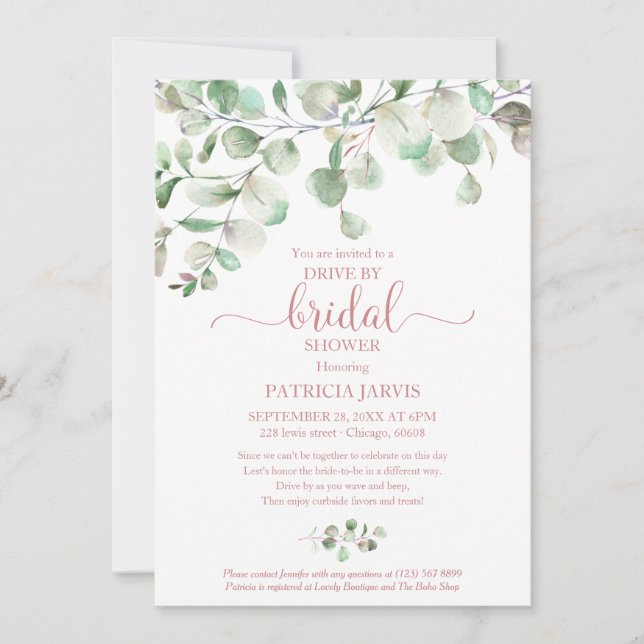 Invitation Eucalyptus Green Drive Par Fête des mariées Invita (Devant)