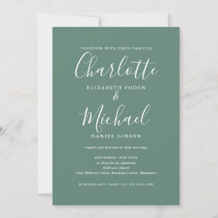 Invitation Eucalyptus Green Elegant moderne QR Code Mariage