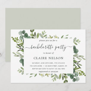 Invitation Eucalyptus Green Foliage Bachelorette Party