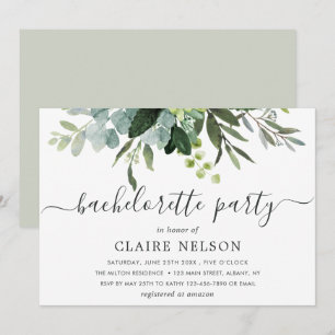 Invitation Eucalyptus Green Foliage Bachelorette Party
