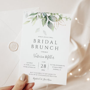 Invitation Eucalyptus Green Gold Feuille Bridal Brunch