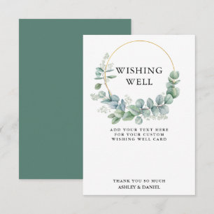 Invitation Eucalyptus Green Gold Mariage Wishing Well Card