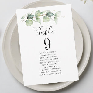 Invitation Eucalyptus Green Tableau Numéro 9 Siège Mariage