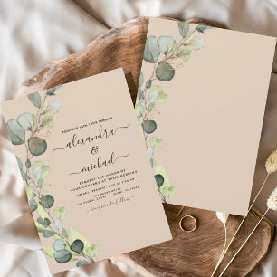 Invitation Eucalyptus Green Terracotta Elégant Mariage