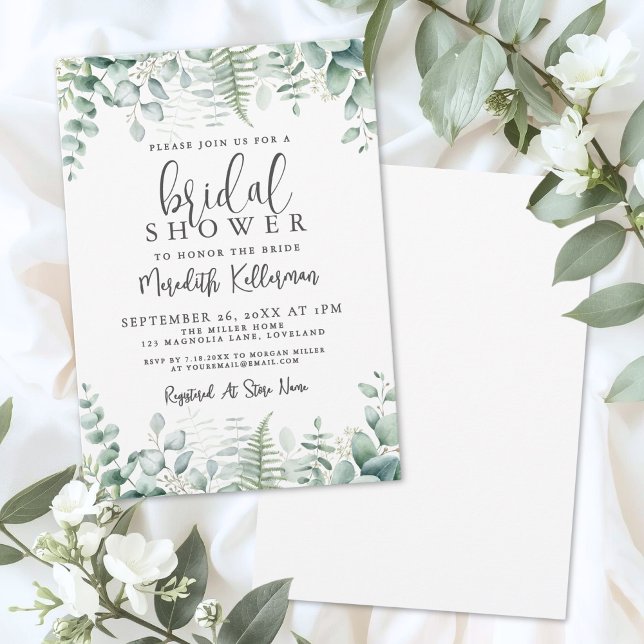 Invitation Eucalyptus Greenery Bridal Shower (Eucalyptus Greenery Bridal Shower Invitation)