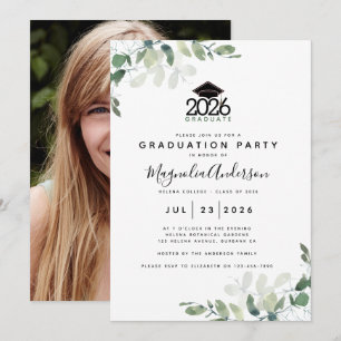 Invitation Eucalyptus Greenery Photo Graduation Party
