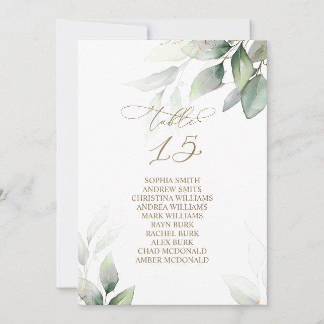 Invitation Eucalyptus Greenery Tableau Numéro 15 Tableau de s (Devant)