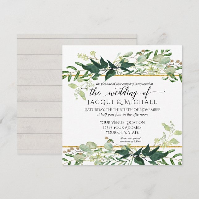 Invitation Eucalyptus Grove Greenery Rustic Winery Mariage (Devant / Derrière)
