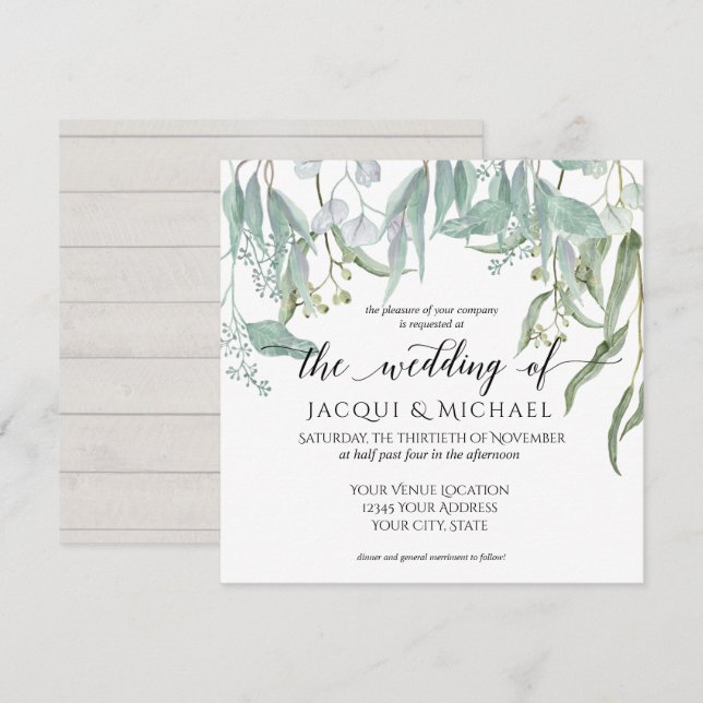 Invitation Eucalyptus Grove Rustic Winery Mariage de feuillag (Devant / Derrière)