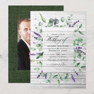 Invitation Eucalyptus Lavender Rustique Pays Mariage Dans