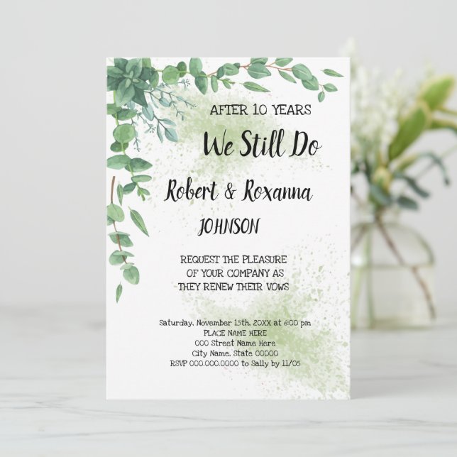 Invitation Eucalyptus Mariage Anniversaire de renouvellement  (Debout devant)