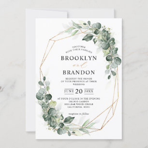 Invitation Eucalyptus Mariage géométrique rustique