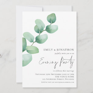 Invitation Eucalyptus Mariage soirée aquarelle
